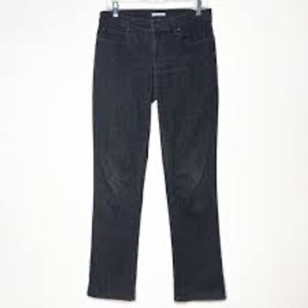 Eileen Fisher Womens Straight Leg Jeans Dark Wash Black Organic Cotton Blend S 8
